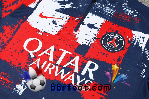 Survetement Foot Paris PSG Rouge Bleu 2024/2025