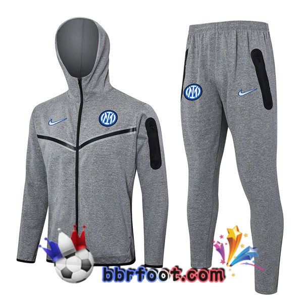 Survetement Foot - Sweat A Capuche Inter Milan Gris 2024/2025