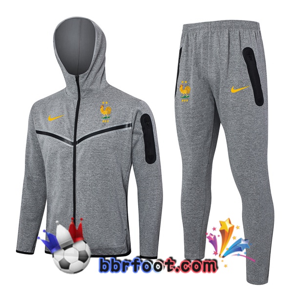 Survetement Foot - Sweat A Capuche France Gris 2024/2025