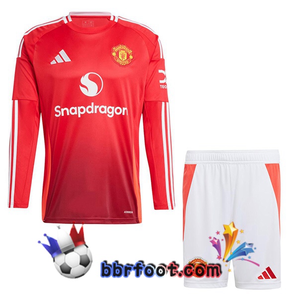 Maillot Foot Manchester United Enfant Domicile Manche longue Rouge 2024/2025