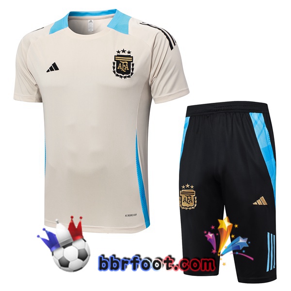 Ensemble Training T-Shirts Argentine + Shorts Jaune 2024/2025