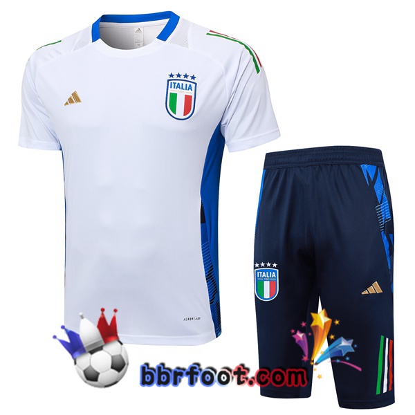 Ensemble Training T-Shirts Italie + Shorts Blanc 2024/2025