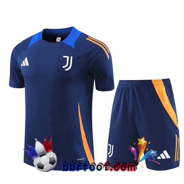 Ensemble Training T-Shirts Juventus + Shorts Bleu Royal 2024/2025