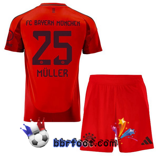 Maillot Foot Bayern Munich (Müller 25) Enfant Domicile Rouge 2024/2025