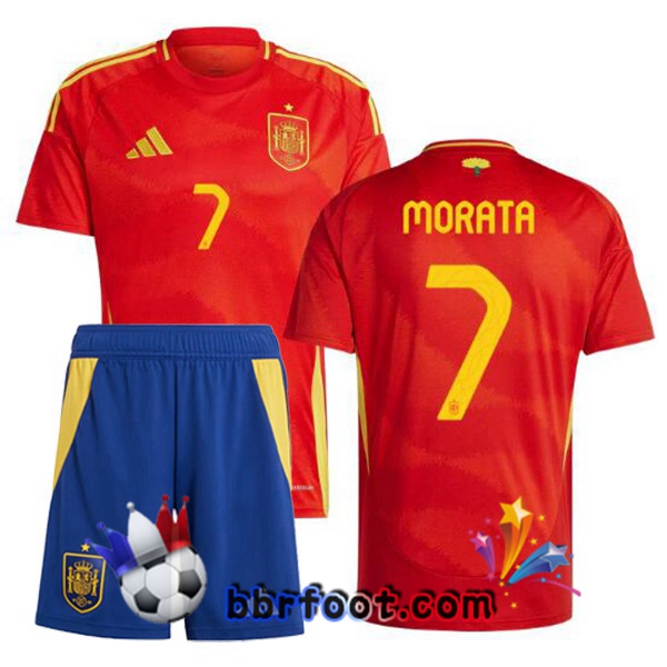 Maillots Equipe De Espagne (MORATA 7) Enfant Domicile Rouge 2024/2025