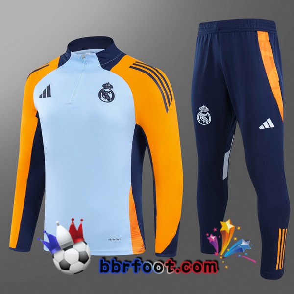 Survetement Foot Real Madrid Enfant Blanc Orange 2024/2025