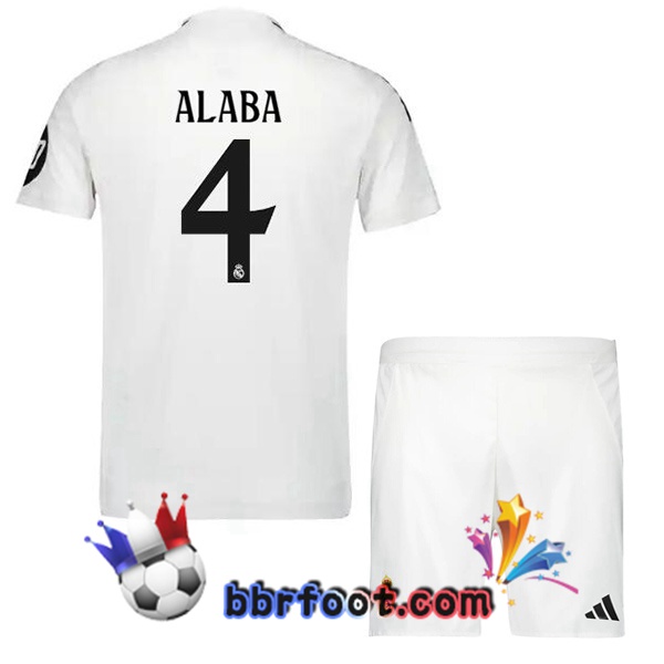 Maillot Foot Real Madrid (Alaba 4) Enfant Domicile Blanc 2024/2025 Maillot Foot Real Madrid (Alaba 4) Enfant Domicile Blanc 2024/2025