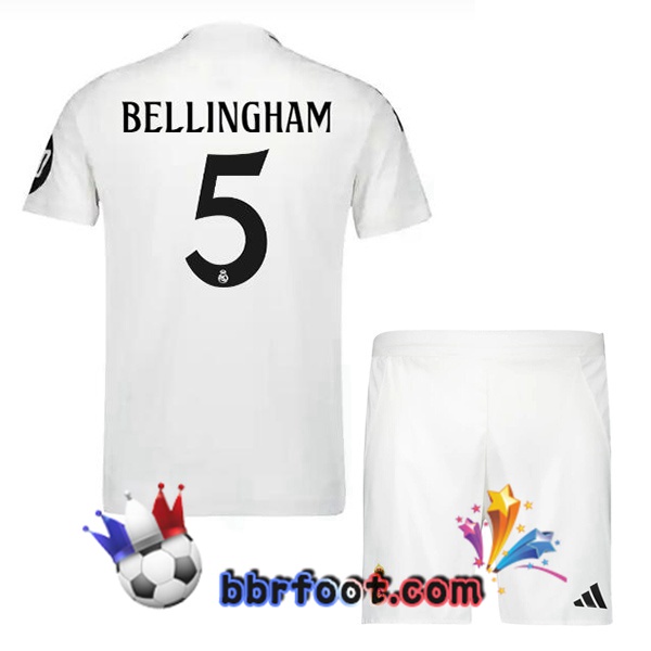 Maillot Foot Real Madrid (Bellingham 5) Enfant Domicile Blanc 2024/2025