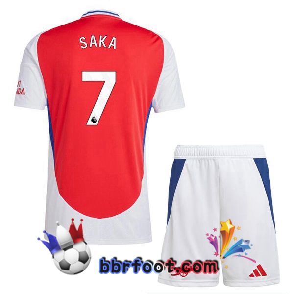 Maillot Foot Arsenal (SAKA 7) Enfant Domicile Rouge Blanc 2024/2025