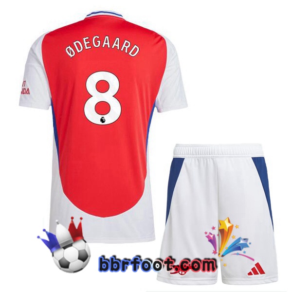 Maillot Foot Arsenal (ØDEGAARD 8) Enfant Domicile Rouge Blanc 2024/2025