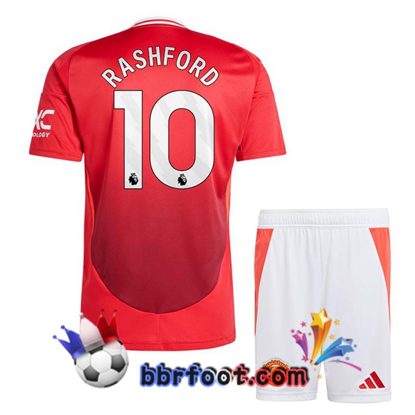 Maillot Foot Manchester United (Rashford 10) Enfant Domicile Rouge 2024/2025