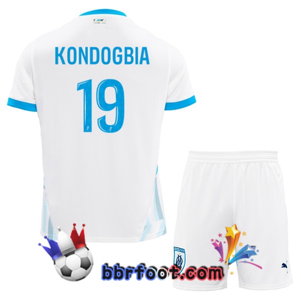 Maillot Foot Marseille OM (KONDOGBIA 19) Enfant Domicile Blanc 2024/2025