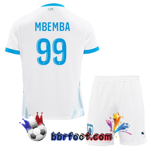 Maillot Foot Marseille OM (MBEMBA 99) Enfant Domicile Blanc 2024/2025