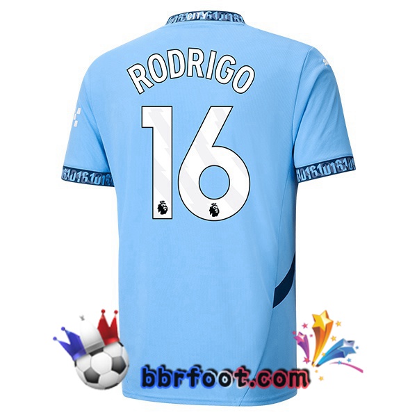 Maillot Foot Manchester City (Rodrigo 16) Domicile Bleu 2024/2025 Maillot Foot Manchester City (Rodrigo 16) Domicile Bleu 2024/2025