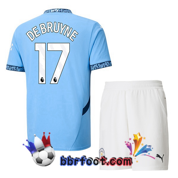 Maillot Foot Manchester City (Kevin De Bruyne 17) Enfant Domicile Bleu 2024/2025