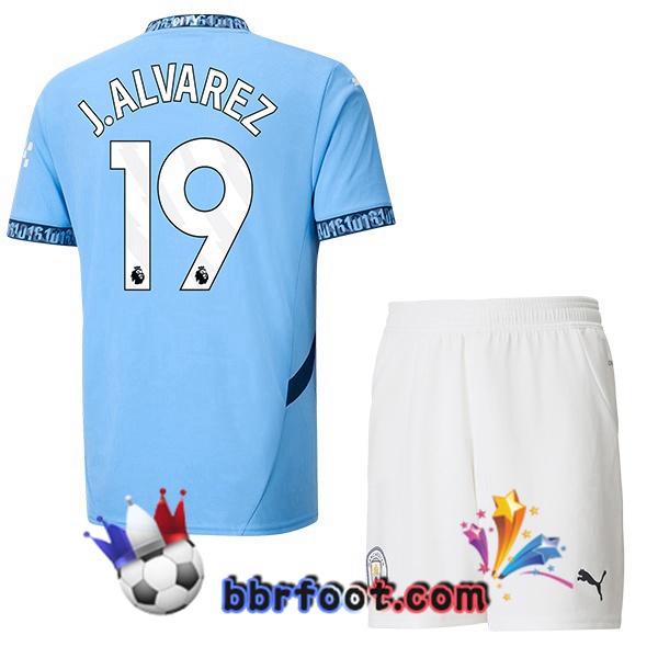 Maillot Foot Manchester City (Julián Álvarez 19) Enfant Domicile Bleu 2024/2025 Maillot Foot Manchester City (Julián Álvarez 19) Enfant Domicile Bleu 2024/2025