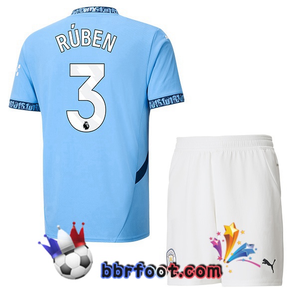 Maillot Foot Manchester City (Ruben Dias 3) Enfant Domicile Bleu 2024/2025