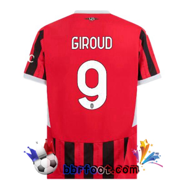 Maillot Foot AC Milan (Giroud 9) Domicile Rouge Noir 2024/2025
