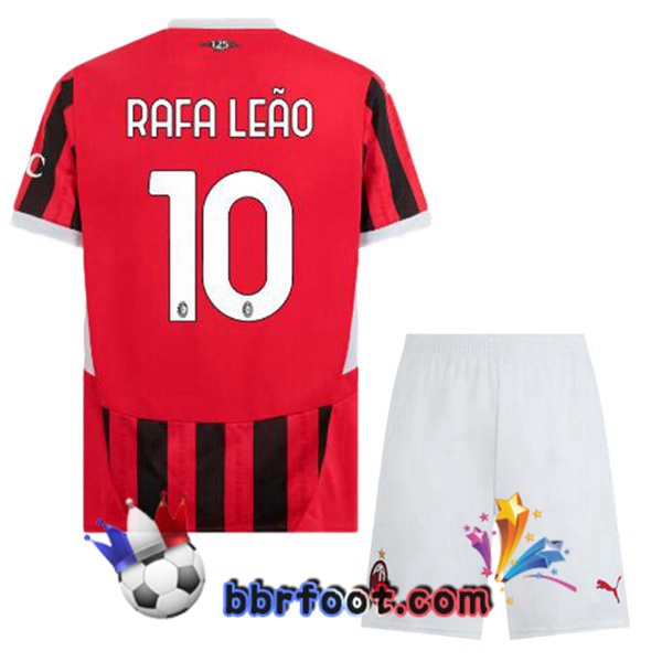 Maillot Foot AC Milan (Rafa Leão 10) Enfant Domicile Rouge Noir 2024/2025 Maillot Foot AC Milan (Rafa Leão 10) Enfant Domicile Rouge Noir 2024/2025