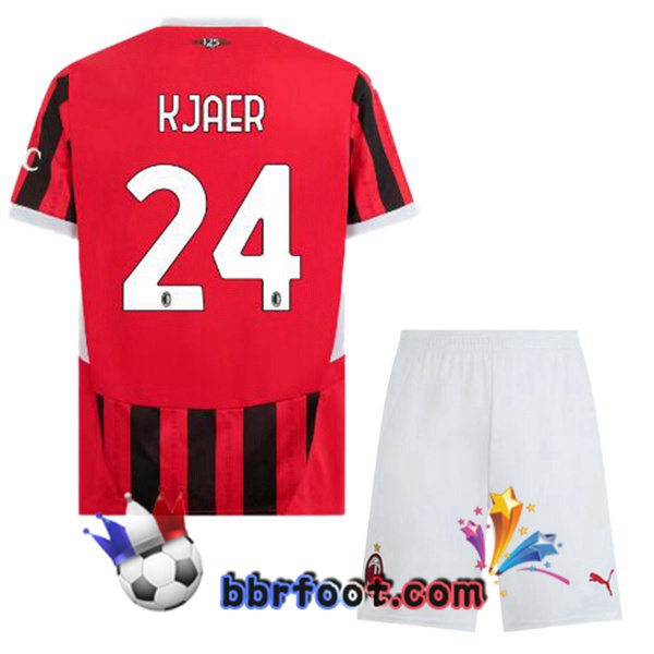 Maillot Foot AC Milan (Kjaer 24) Enfant Domicile Rouge Noir 2024/2025 Maillot Foot AC Milan (Kjaer 24) Enfant Domicile Rouge Noir 2024/2025