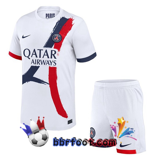 Maillot Foot Paris PSG Enfant Exterieur Blanc 2024/2025