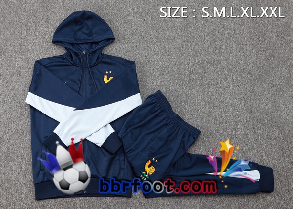Survetement Foot - Sweat A Capuche France Bleu Royal 2024/2025