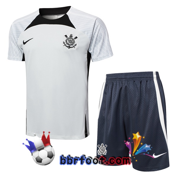 Ensemble Training T-Shirts Corinthians + Shorts Gris 2024/2025