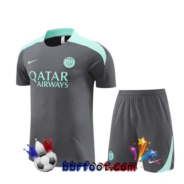 Ensemble Training T-Shirts Paris PSG + Shorts Gris 2024/2025