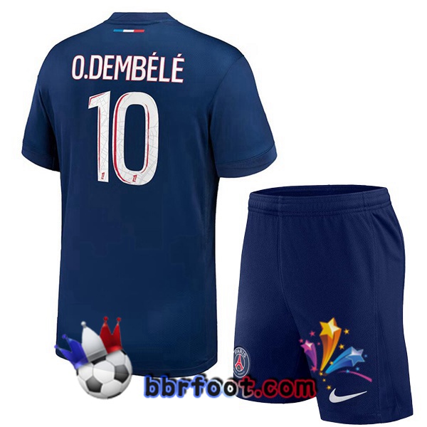 Maillot Foot Paris PSG (O.Dembélé 10) Enfant Domicile Bleu Royal 2024/2025