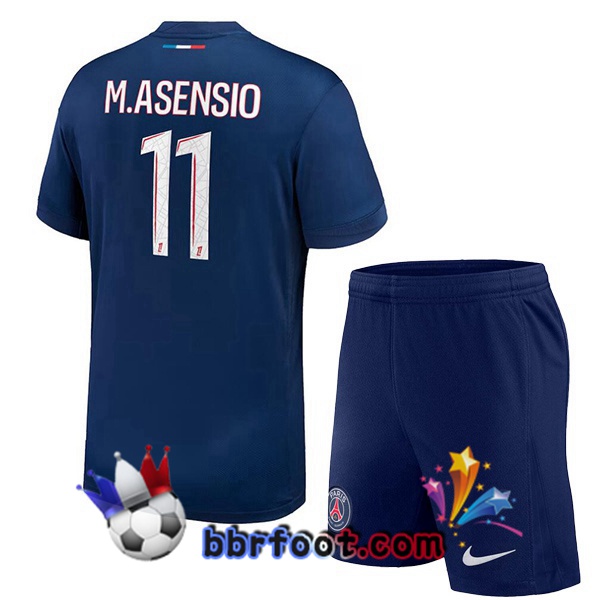 Maillot Foot Paris PSG (M.Asensio 11) Enfant Domicile Bleu Royal 2024/2025