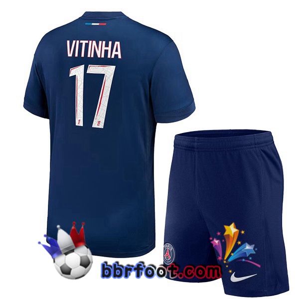 Maillot Foot Paris PSG (Vitinha 17) Enfant Domicile Bleu Royal 2024/2025