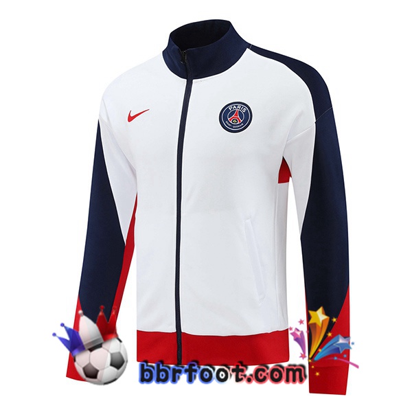 Veste Foot Paris PSG Blanc 2024/2025 Veste Foot Paris PSG Blanc 2024/2025