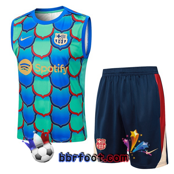 Gilet Foot FC Barcelone + Shorts Vert Bleu 2024/2025