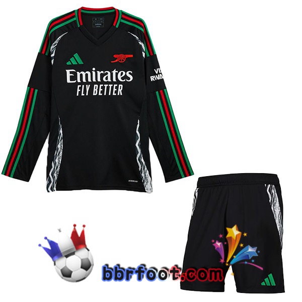 Maillot Foot Arsenal Enfant Exterieur Manche Longue Noir 2024/2025