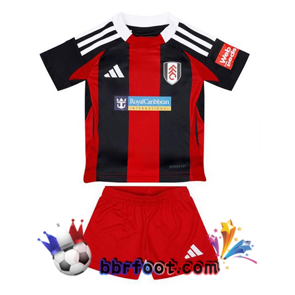 Maillot Foot Fulham FC Enfant Exterieur Rouge Noir 2024/2025 Maillot Foot Fulham FC Enfant Exterieur Rouge Noir 2024/2025