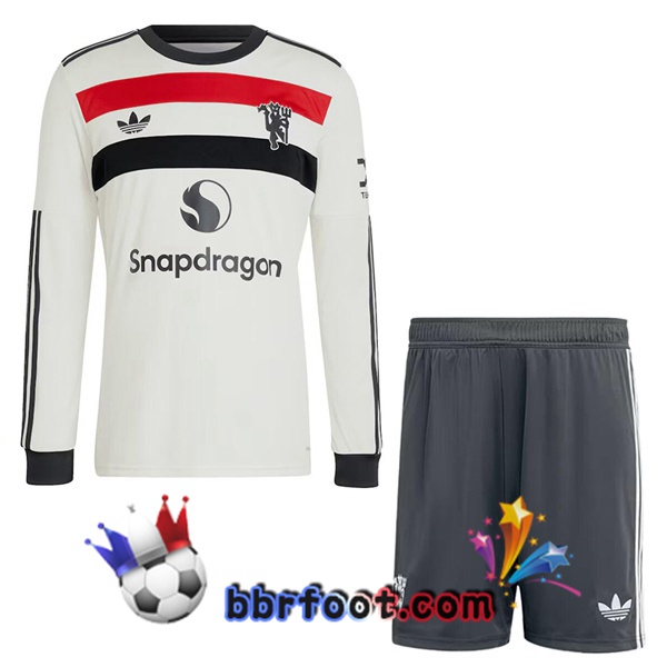 Maillot Foot Manchester United Enfant Third Manche longue Blanc 2024/2025