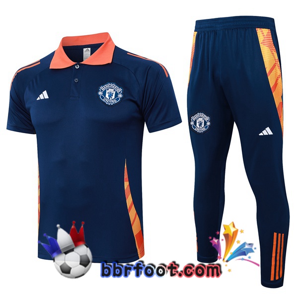 Polo Foot Manchester United + Pantalon Bleu Royal 2024/2025