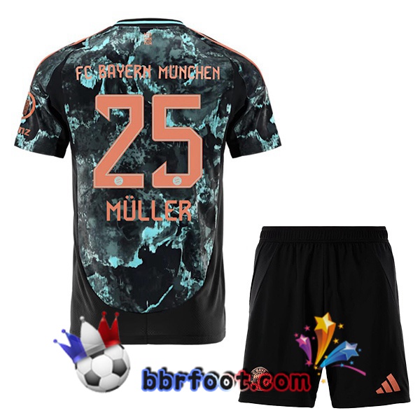 Maillot Foot Bayern Munich (Müller 25) Enfant Exterieur Noir 2024/2025