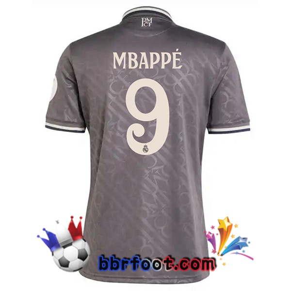 Maillot Foot Real Madrid (Mbappé 9) Third Gris 2024/2025