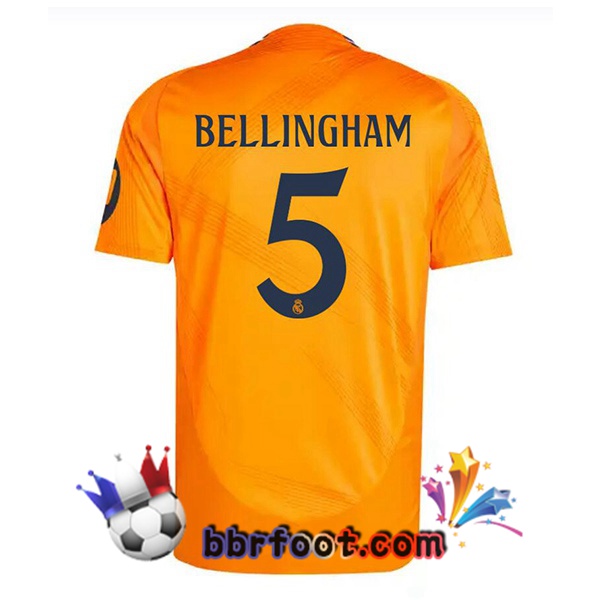 Maillot Foot Real Madrid (Bellingham 5) Exterieur Orange 2024/2025