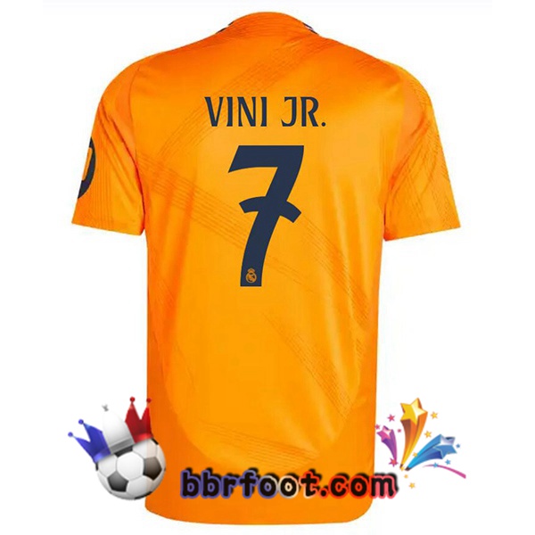 Maillot Foot Real Madrid (Vini Jr. 7) Exterieur Orange 2024/2025