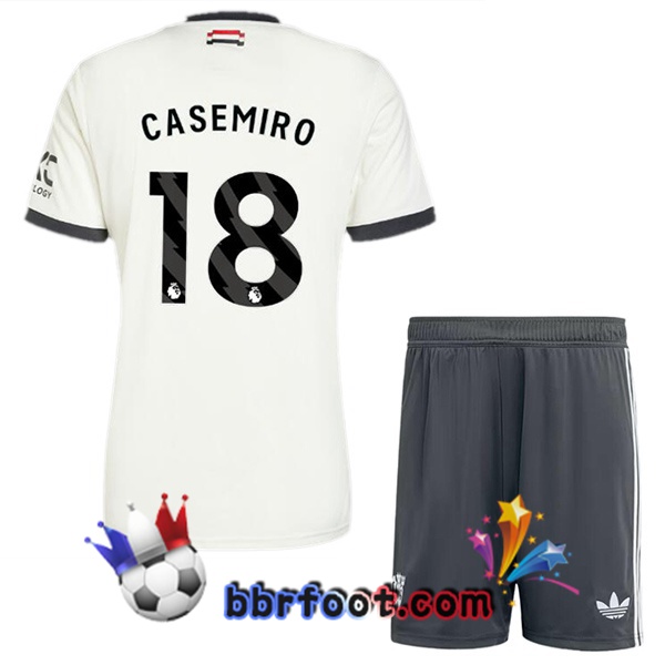 Maillot Foot Manchester United (Casemiro 18) Enfant Third Blanc 2024/2025