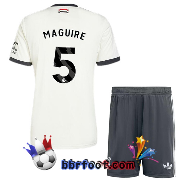 Maillot Foot Manchester United (Maguire 5) Enfant Third Blanc 2024/2025