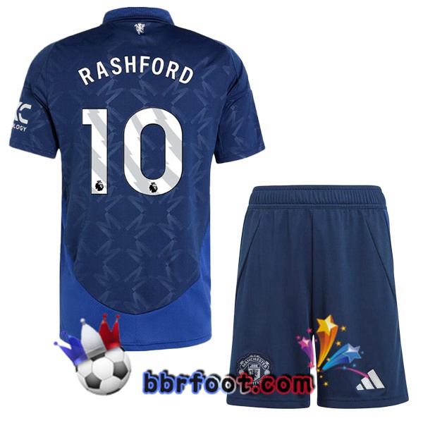 Maillot Foot Manchester United (Rashford 10) Enfant Exterieur Bleu 2024/2025