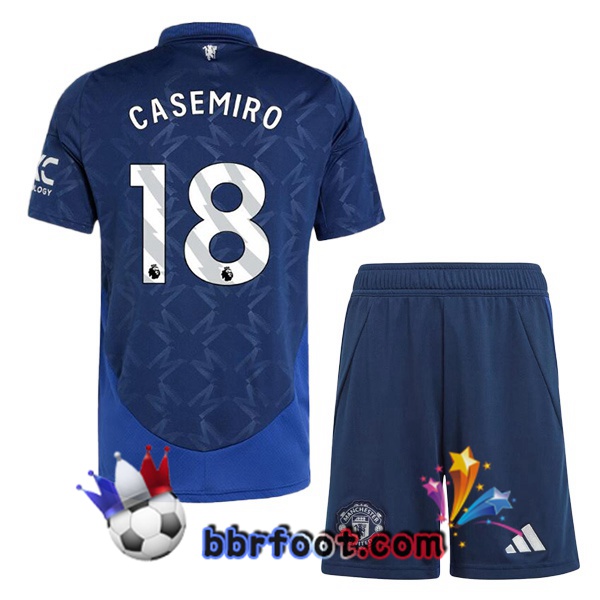 Maillot Foot Manchester United (Casemiro 18) Enfant Exterieur Bleu 2024/2025