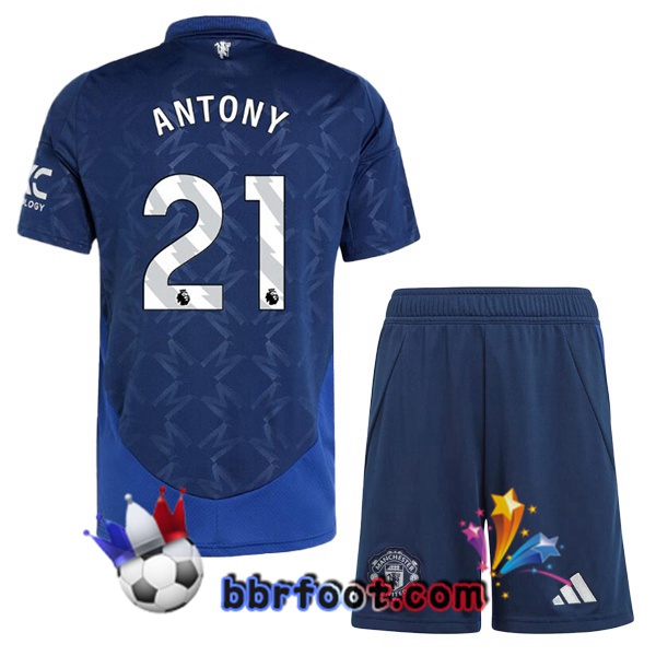 Maillot Foot Manchester United (Antony 21) Enfant Exterieur Bleu 2024/2025