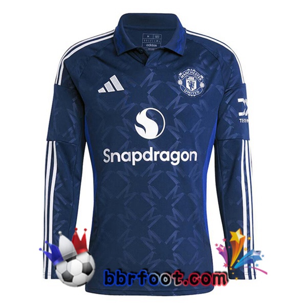 Maillot Foot Manchester United Exterieur Manche longue Bleu 2024/2025
