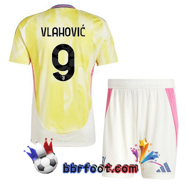 Maillot Foot Juventus (VLAHOVIĆ 9) Enfant Exterieur Jaune 2024/2025