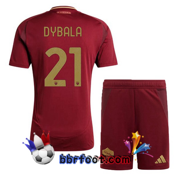 Maillot Foot AS Roma (DYBALA 21) Enfant Domicile Rouge 2024/2025