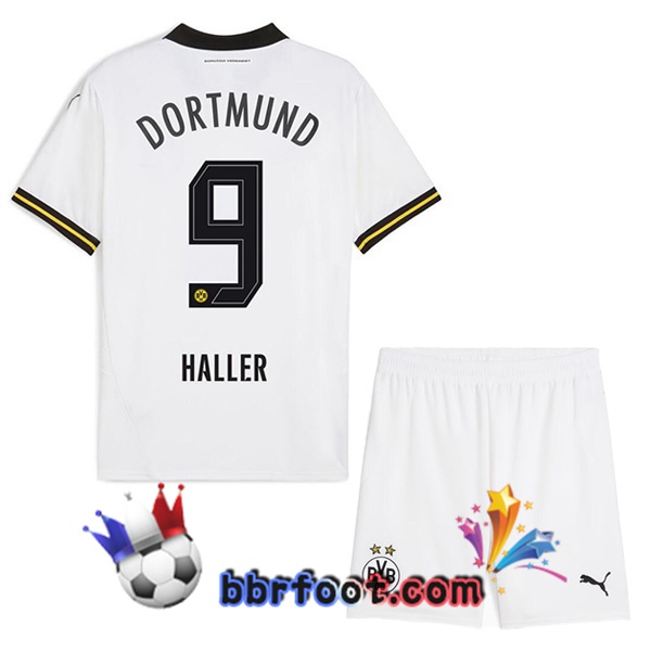 Maillot Foot Dortmund BVB (Haller 9) Enfant Exterieur Blanc 2024/2025